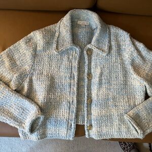 J. Crew Light Blue Textured Jacket size Latge